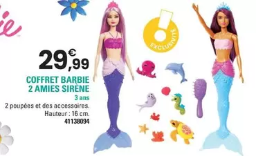 Mattel - Coffret Barbie 2 Amies Sirène offre à 29,99€ sur JouéClub