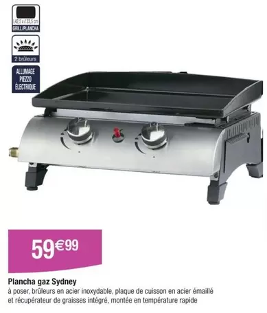 Plancha Gaz Sydney offre à 59,99€ sur Cora