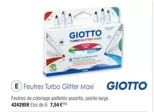 Giotto - Feutres Turbo Glitter Maxi offre à 7,54€ sur Plein ciel