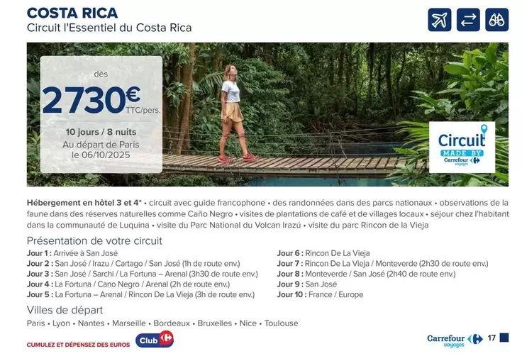 Circuit Essentiel Du Costa Rica offre à 2730€ sur Carrefour
