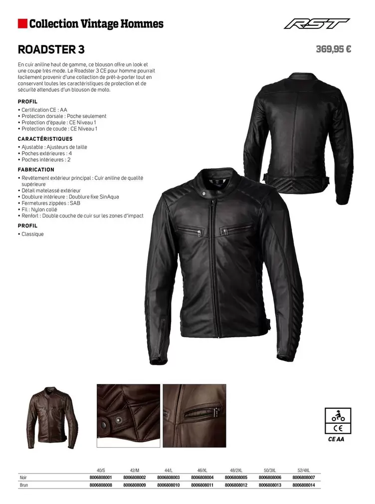 Rst - Collection Vintage Hommes Roadster 3 offre à 369,95€ sur Bihr