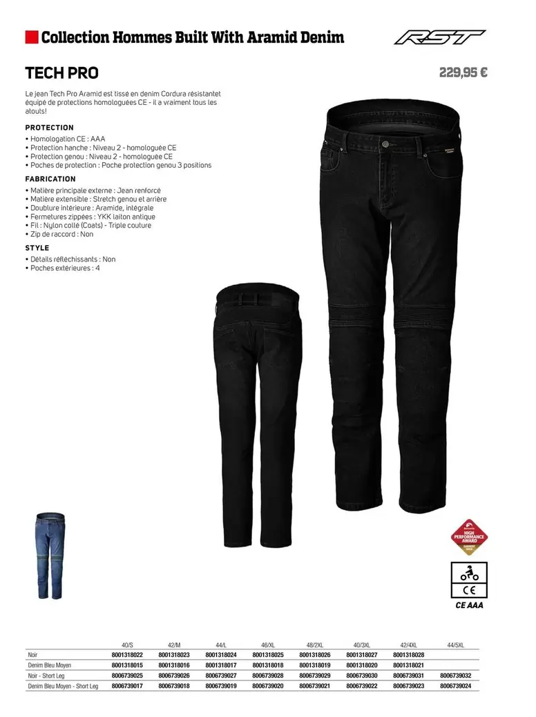Rts - Collection Hommes Built With Aramid Denim Tech Pro offre à 229,95€ sur Bihr