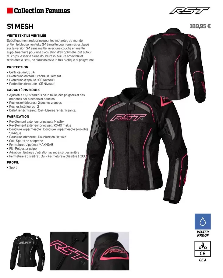 RST - Collection Femmes S1 Mesh offre à 189,95€ sur Bihr