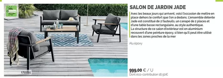 Salon De Jardin Jade offre à 999€ sur Doras
