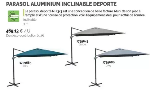 Parasol Aluminium Inclinable Deporte offre à 469,13€ sur Doras