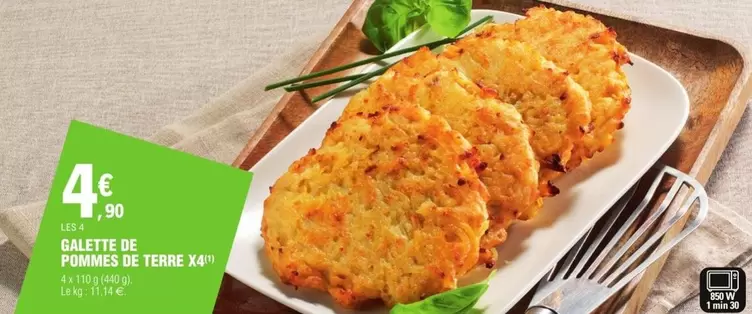 Galette De Pommes De Terre X4 offre à 4,9€ sur E.Leclerc