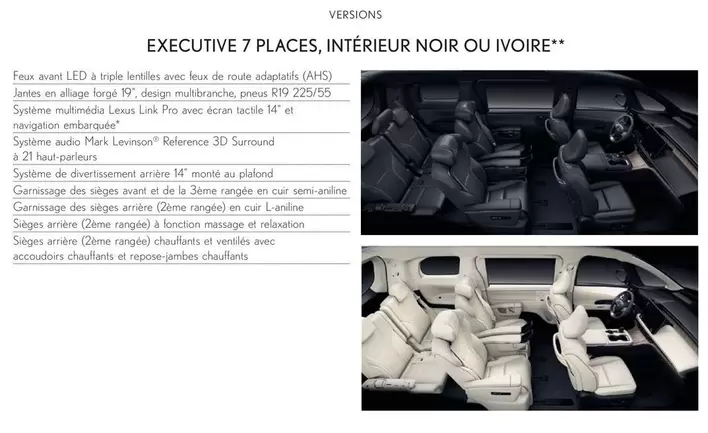 Executive 7 Places, Intérieur Noir Ou Ivoire offre sur Lexus