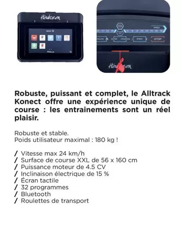 Complet - Roubste, Puissant Et , Le Alltrack Konect Offre Une Expérience Unique De Course : Les Entrainements Sont Un Réel Plaisir offre sur Fitness Boutique