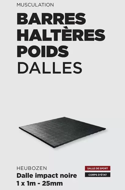 Heubozen - Dalle Impact Noire 1 X 1m - 25mm offre sur Fitness Boutique