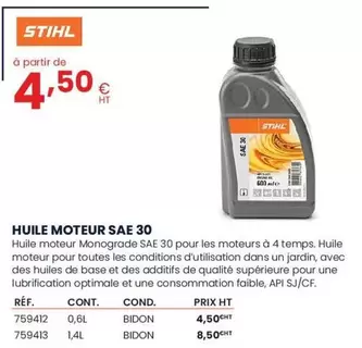 Stihl - Huile Moteur Sae 30 offre à 4,5€ sur Au Forum du Bâtiment