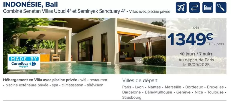 Carrefour - Indonésie, Bali offre à 1349€ sur Carrefour Voyages