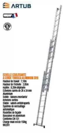 Artub - Echelle Coulissante A Corde Tubesca Aluminum  offre sur Bricoman