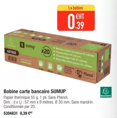 SumUp - Bobine Carte Bancaire offre à 0,39€ sur Plein ciel
