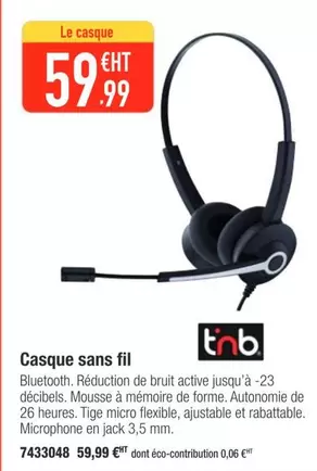 T'nB - Casque Sans Fil offre à 59,99€ sur Plein ciel