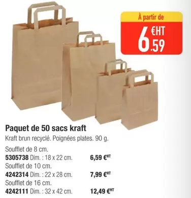 Paquet De 50 Sacs Kraft offre à 6,59€ sur Plein ciel