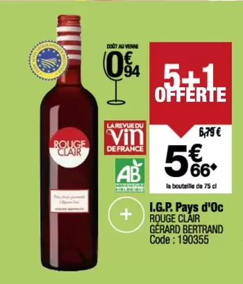 Gérard Bertrand - I.g.p. Pays D'oc offre à 5,66€ sur Promocash