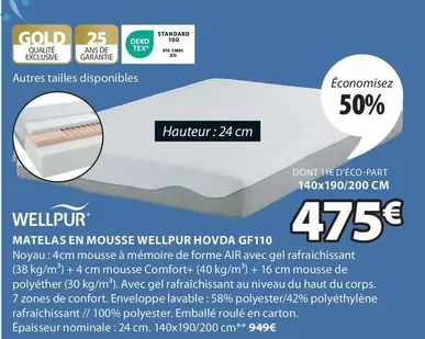 Matelas En Mousse Wellpur Gf110 offre à 475€ sur JYSK