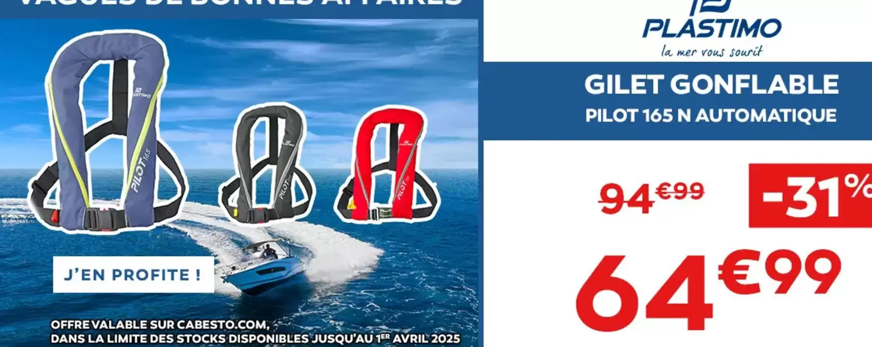 Gilet Gonflable offre à 64,99€ sur Cabesto