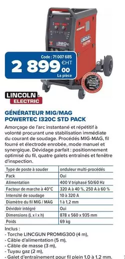 Générateur Mig/Mag Powertec 1320c Std Pack offre à 2899€ sur Prolians