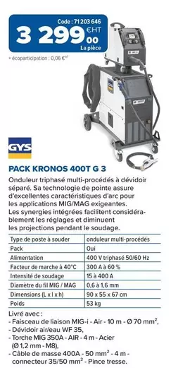 Gys - Pack Kronos 400t G 3 offre à 3299€ sur Prolians