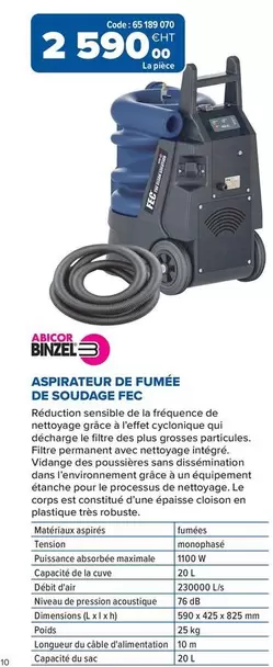 Aspirateur De Fumee De Soudage FEC offre à 2590€ sur Prolians