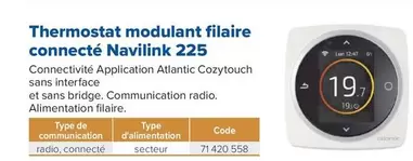 Thermostat Modulant Filaire Connecté Navilink 225 offre sur Prolians