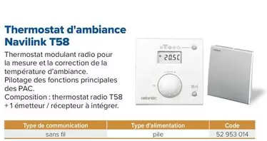 Thermostat D'ambiance Navlink T58 offre sur Prolians