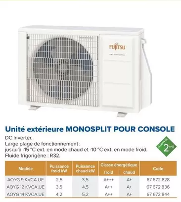 Unité Extérieure Monosplit Pour Console offre sur Prolians