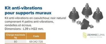 Kit Anti-Vibrations Pour Supports Muraux offre sur Prolians