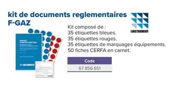 Kit De Documents Reglementaires offre sur Prolians