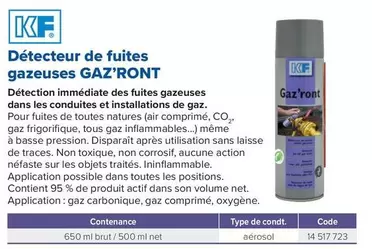 Kf - Detecteur De Fuites Gazeuses Gaz-Ront offre sur Prolians