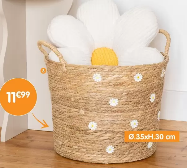 Panier Motif Marguerite 35xH.30 Cm offre à 11,99€ sur B&M