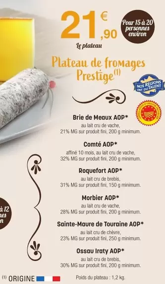 Plateau De Fromages Prestige offre à 21,9€ sur E.Leclerc