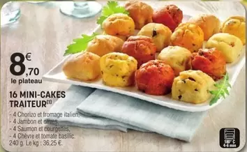 16 Mini-cakes Traiteur offre à 8,7€ sur E.Leclerc