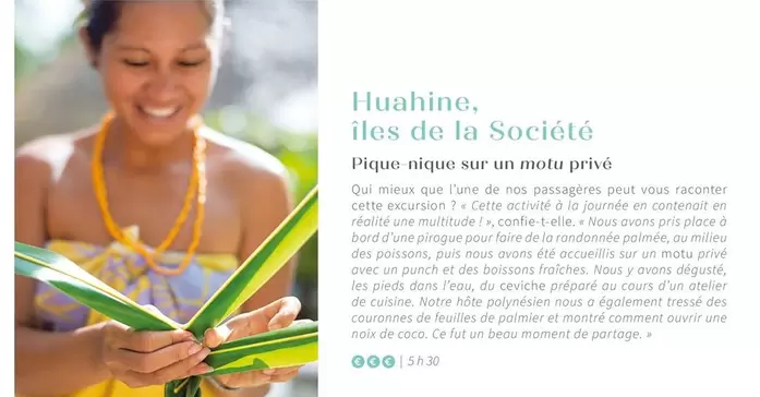 Société - Huahine offre sur Ponant