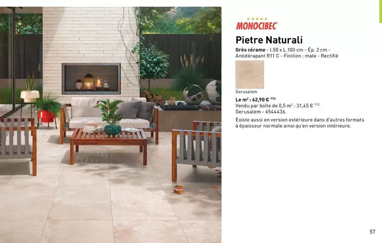 Monocibec - Pietre Naturali , Grès Cérame offre à 62,9€ sur Point P