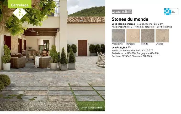 Pastorelli - Stones Du Monde , Grès Cérame Émaillé offre à 67,5€ sur Point P