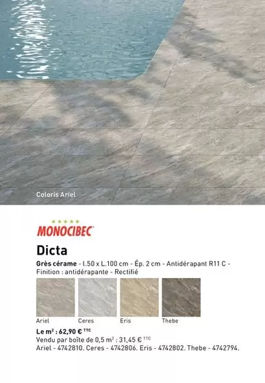 Monocibec - Dicta Grès Cérame offre à 62,9€ sur Point P