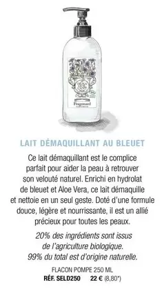 Fragonard - Lait Démaquillant Au Bleuet offre à 22€ sur Fragonard