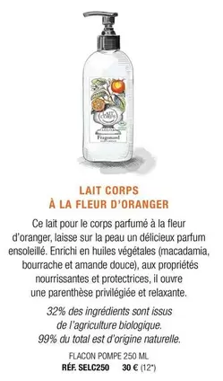Fragonard - Lait Corps À La Fleur D'Oranger offre à 30€ sur Fragonard