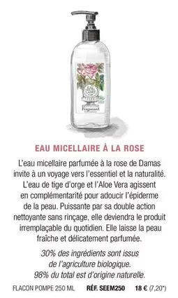 Fragonard - Eau Micellaire À La Rose offre à 18€ sur Fragonard