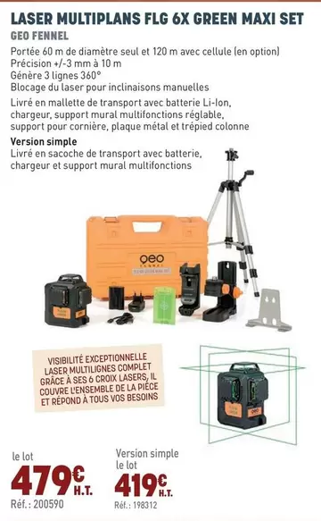 Geo Fennel - Laser Multiplans Flg 6X Green Maxi Set  offre à 419€ sur Quéguiner