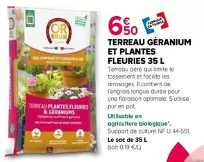 Terreau Géranium Et Plantes Fleuries 35 L offre à 6,5€ sur Kiriel