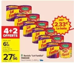 Panzani - Raviolis "lot Familial" offre à 6,99€ sur Cora