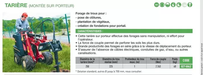 Loxam - Tarière  offre sur Loxam