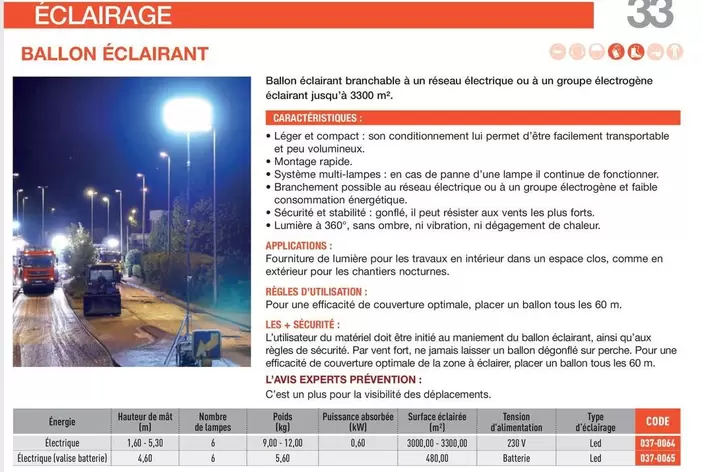TOUS - Ballon Éclairant offre sur Loxam