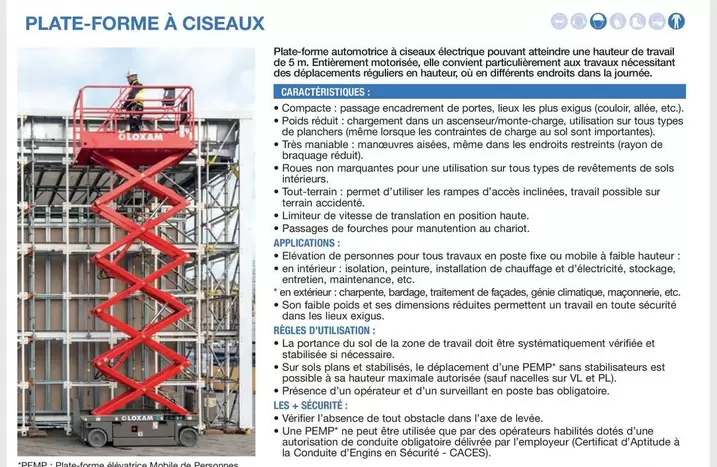 Plate-Forme A Ciseaux offre sur Loxam