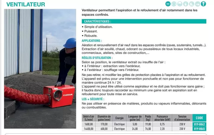 Ventilateur  offre sur Loxam