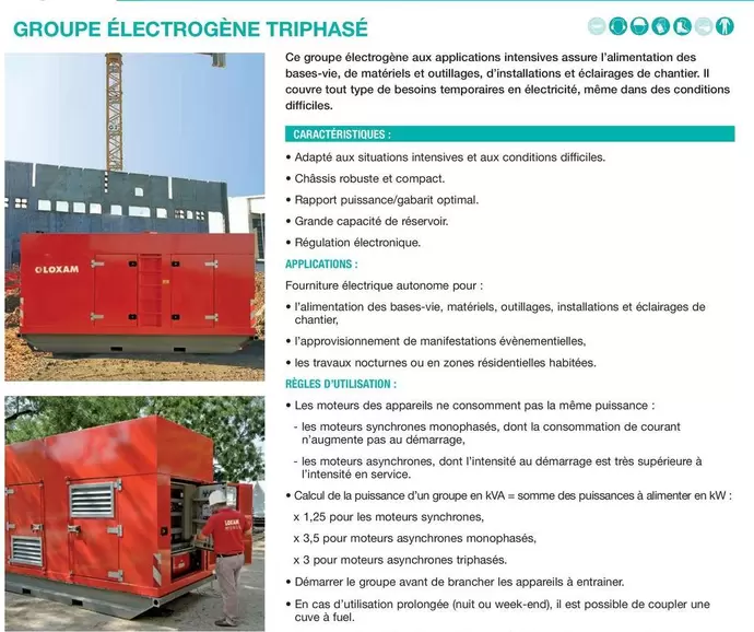 Groupe électrogène offre sur Loxam