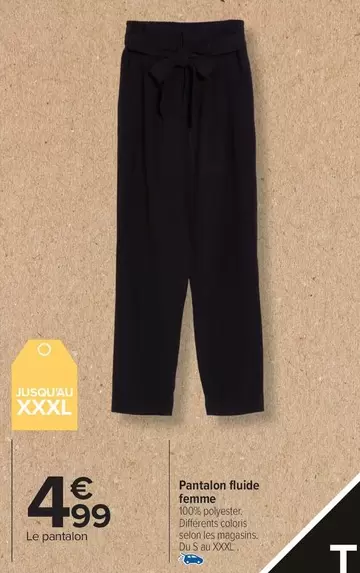 Pantalon Huide Femme offre à 4,99€ sur Carrefour Drive